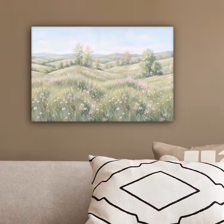 Bloemen veld - Bloemen - Groen canvas 2cm klein -sfeer3