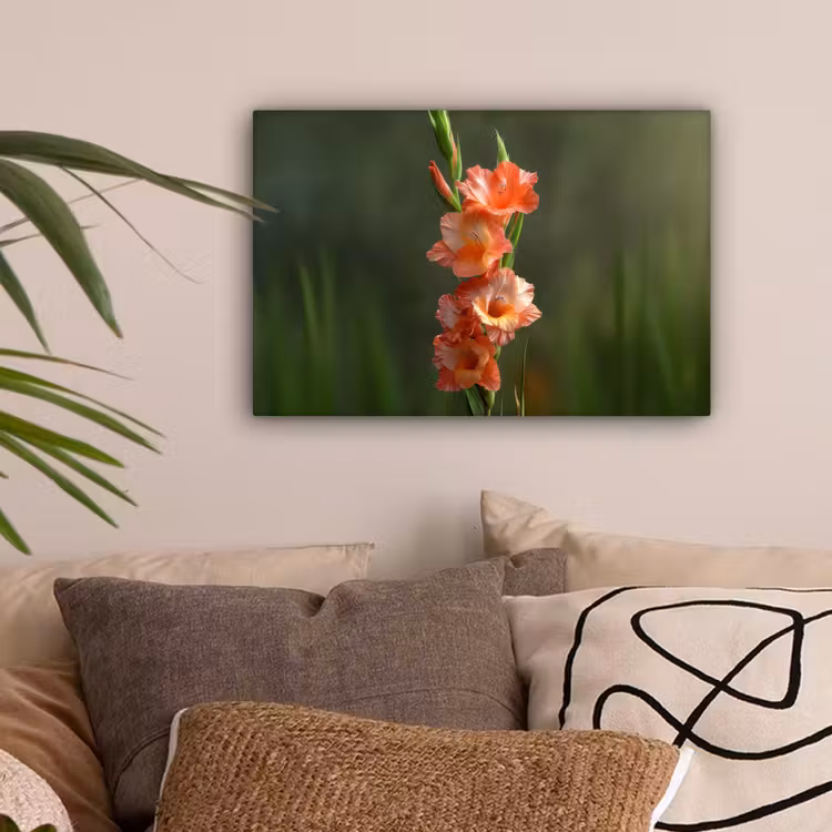Bloem - Gladiolen - Zalmroze canvas 2cm klein -sfeer1