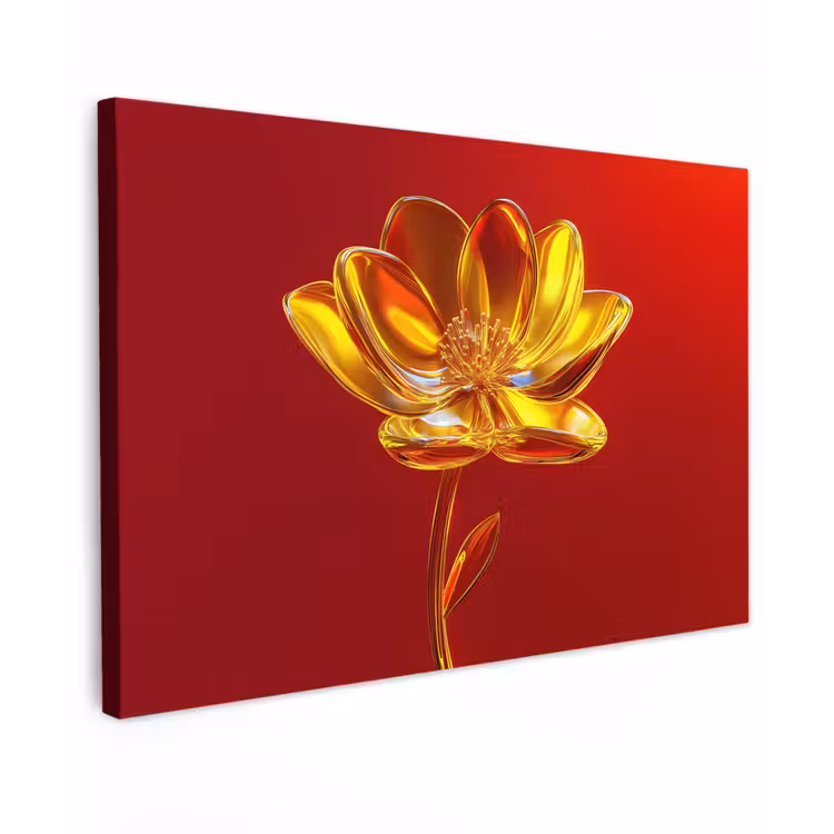 Bloem - Goud - Glazen canvas 2cm klein -z3d