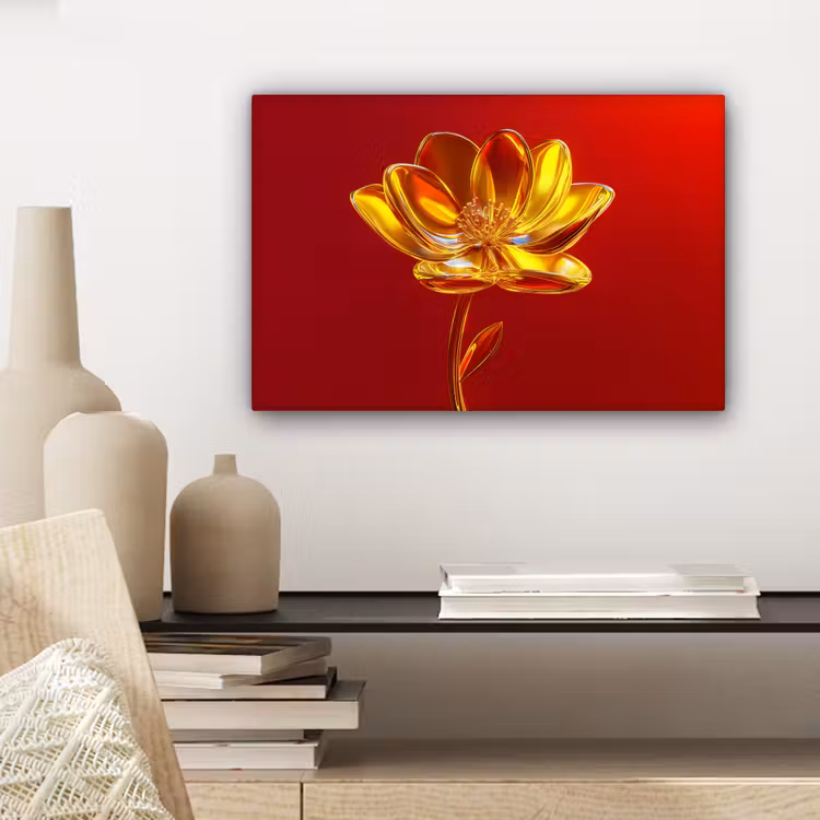 Bloem - Goud - Glazen canvas 2cm klein -sfeer6