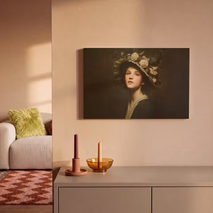 Bloemenhoed - Portret - Vrouw canvas 2cm klein -sfeer1