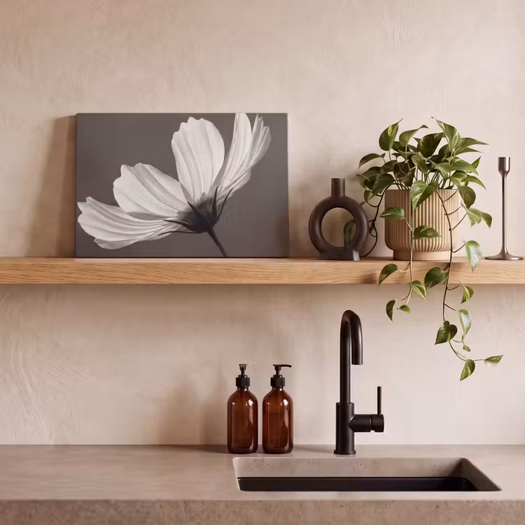 Bloem - Minimalistisch - Zwart - Wit canvas 2cm klein -sfeer3