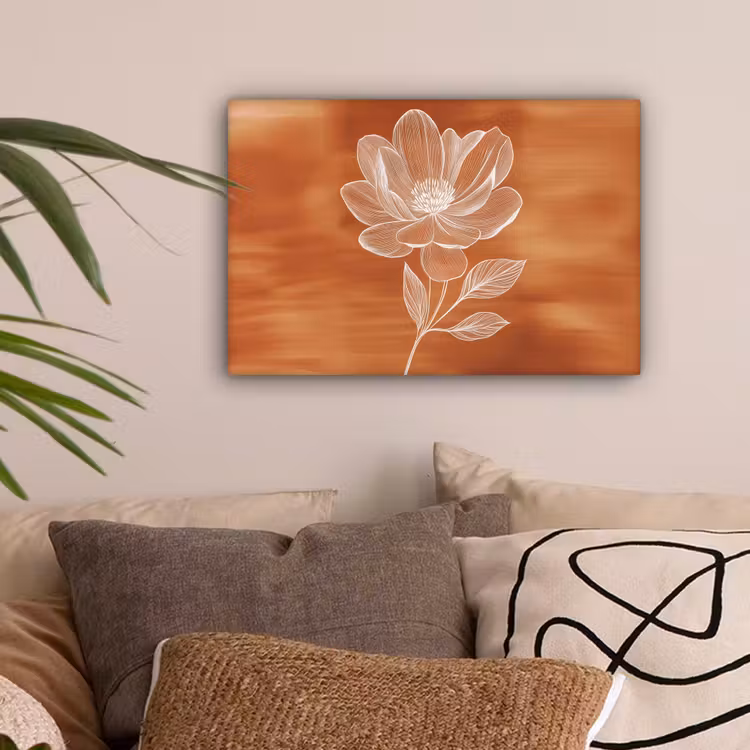 Bloem - Minimalistisch - Wit canvas 2cm klein -sfeer1