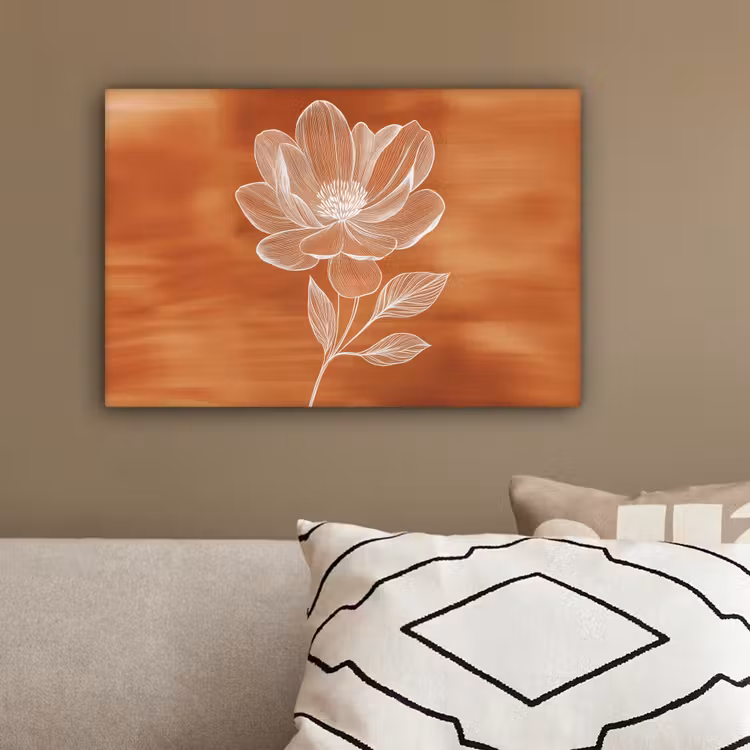 Bloem - Minimalistisch - Wit canvas 2cm klein -sfeer3