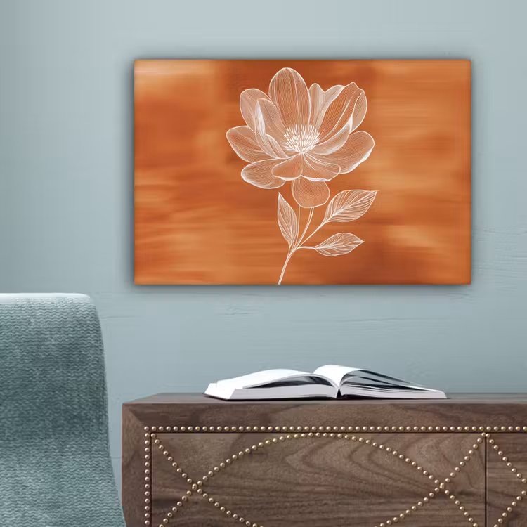 Bloem - Minimalistisch - Wit canvas 2cm klein -sfeer4