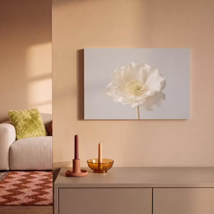 Bloem - Minimalistisch -Wit canvas 2cm klein -sfeer1