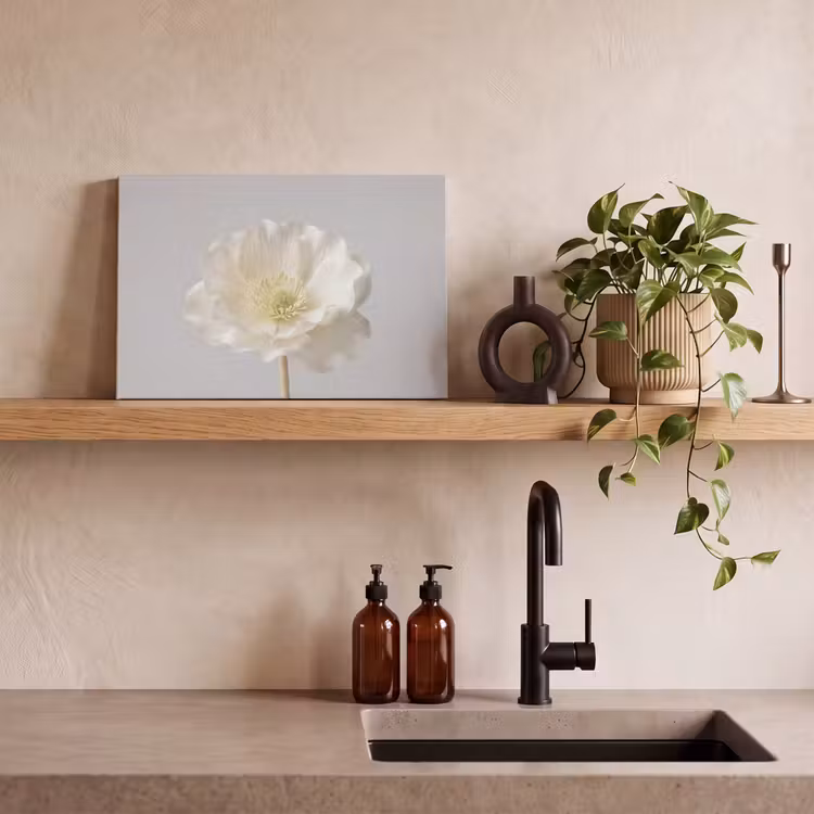 Bloem - Minimalistisch -Wit canvas 2cm klein -sfeer3