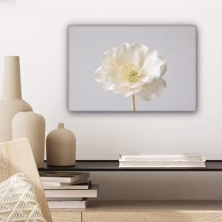 Bloem - Minimalistisch -Wit canvas 2cm klein -sfeer6