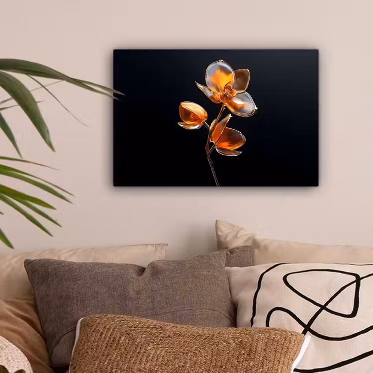 Bloem - Orchidee - Oranje canvas 2cm klein -sfeer1
