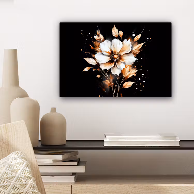 Bloem - Verf - Goud - Graffiti - Modern canvas 2cm klein -sfeer6