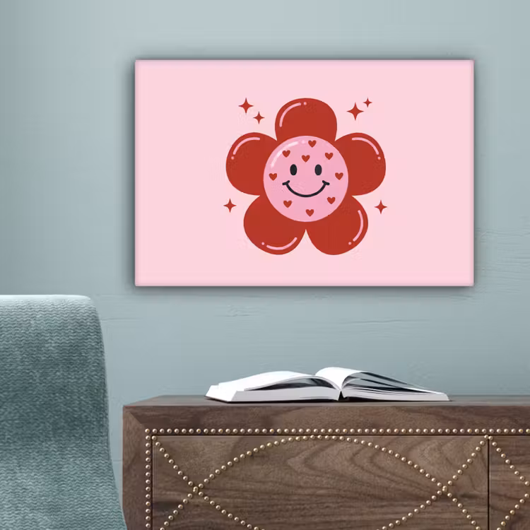 Bloem - Roze - Hartjes canvas 2cm klein -sfeer4