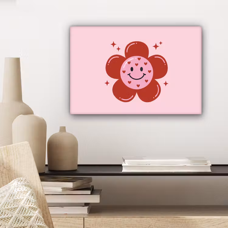 Bloem - Roze - Hartjes canvas 2cm klein -sfeer6