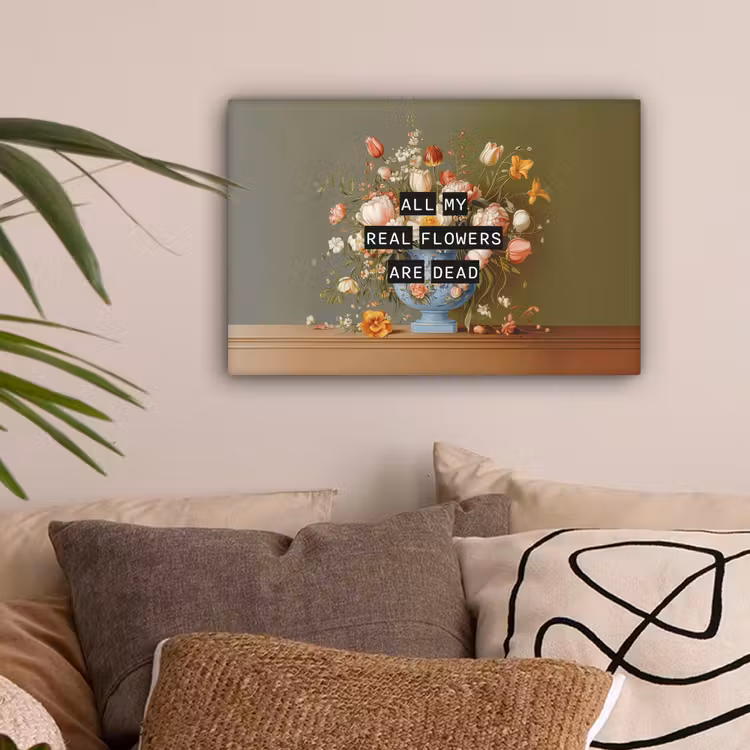 Bloem - Quote - Vintage - Art canvas 2cm klein -sfeer1