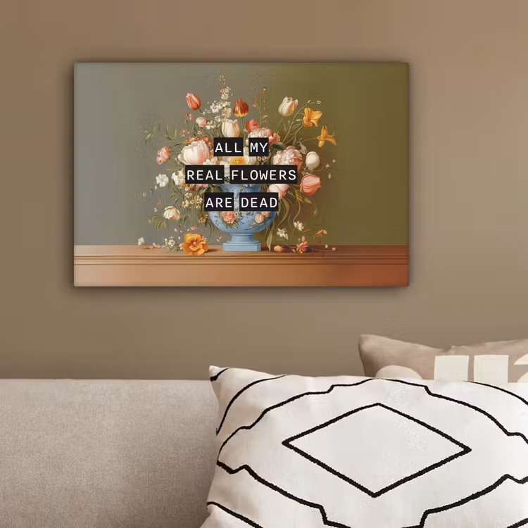 Bloem - Quote - Vintage - Art canvas 2cm klein -sfeer3