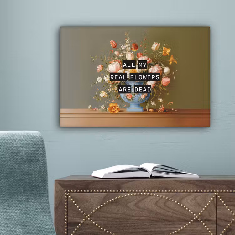 Bloem - Quote - Vintage - Art canvas 2cm klein -sfeer4
