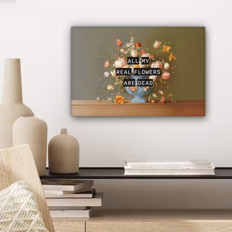 Bloem - Quote - Vintage - Art canvas 2cm klein -sfeer6