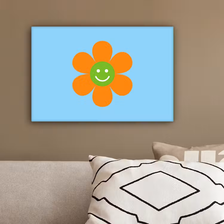 Bloem - Smiley - Kleurrijk canvas 2cm klein -sfeer3