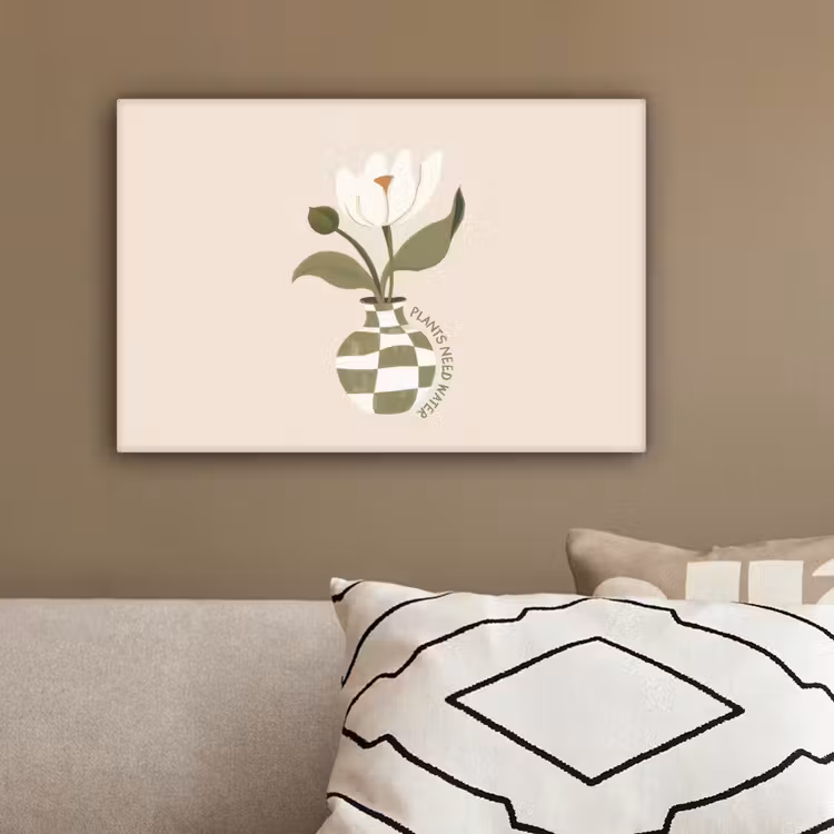 Bloem - Wit - Vaas - Quote canvas 2cm klein -sfeer3