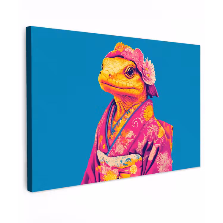 Bloemenkrans - Hagedis - Kimono - Paars canvas 2cm klein -z3d