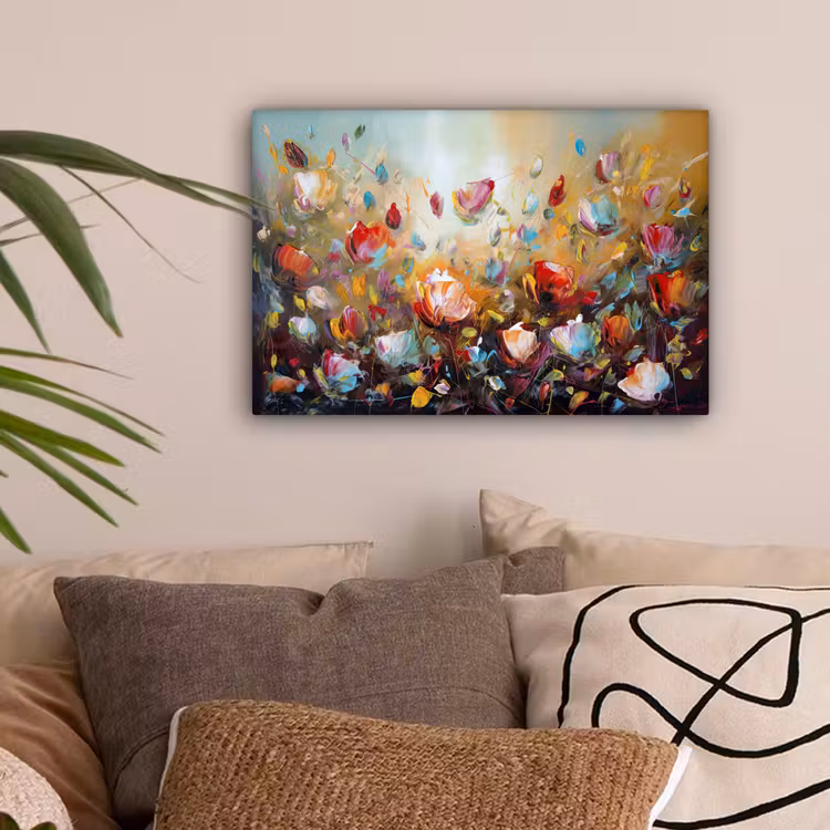 Bloemen - Kunst - Natuur - Olieverf canvas 2cm klein -sfeer1