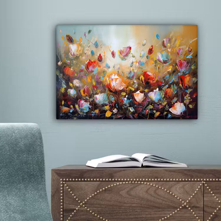 Bloemen - Kunst - Natuur - Olieverf canvas 2cm klein -sfeer4