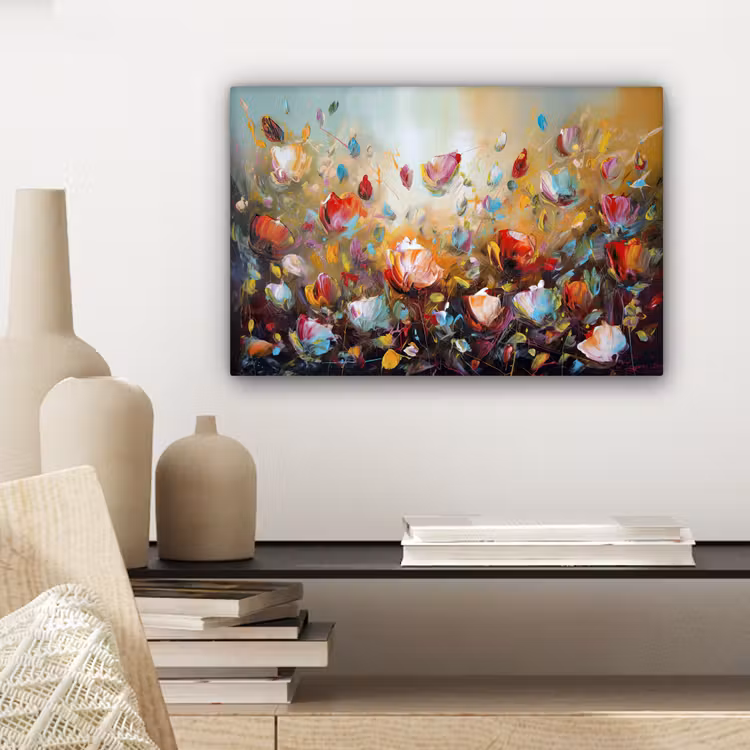 Bloemen - Kunst - Natuur - Olieverf canvas 2cm klein -sfeer6