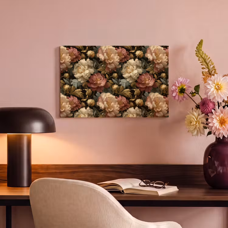 Bloemen - Barok - Patroon - Roze - Crème canvas 2cm klein 34 -sfeer4