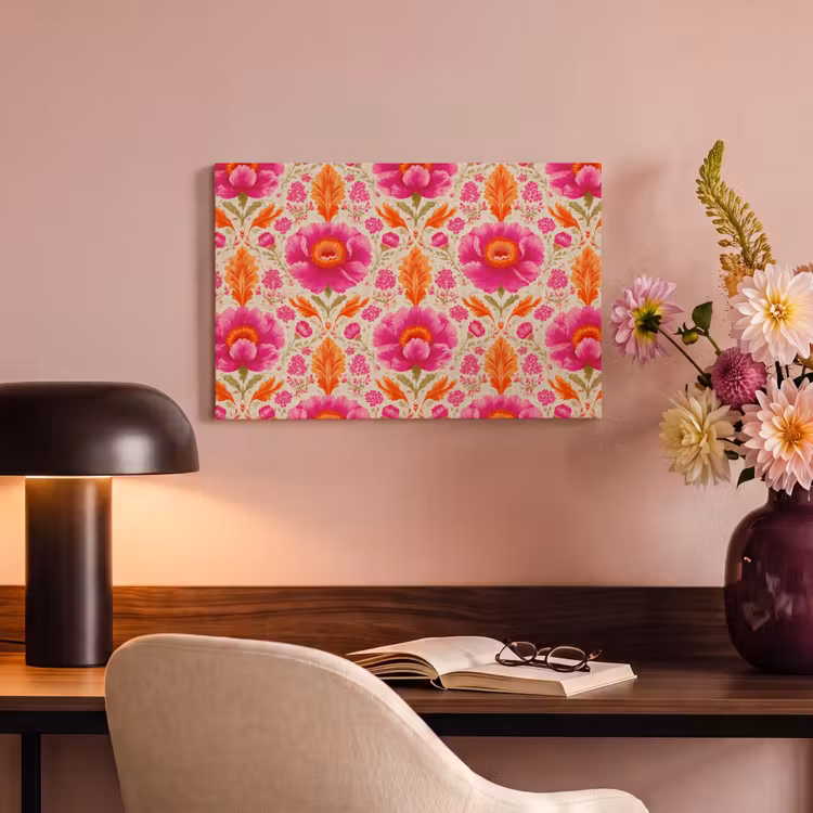 Bloemen - Barok - Roze - Oranje canvas 2cm klein 34 -sfeer4