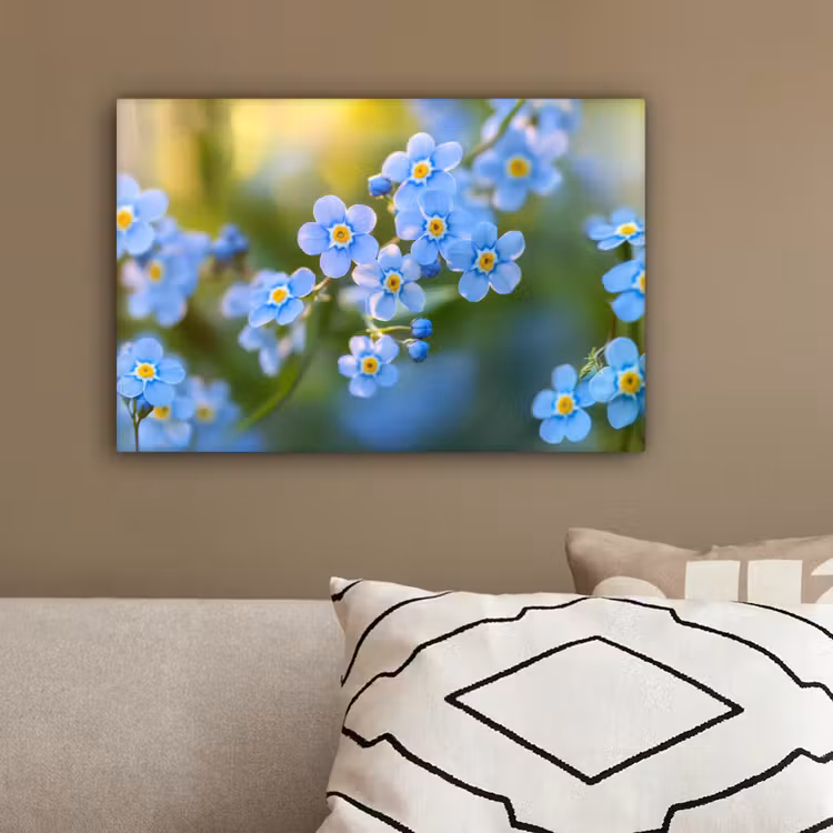 Bloemetjes - Blauw - Vergeet mij nietjes canvas 2cm klein -sfeer3