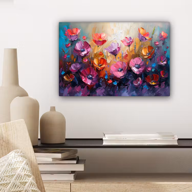 Bloemen - Botanisch - Kunst - Roze - Natuur canvas 2cm klein -sfeer6