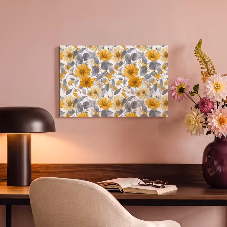 Bloemen - Botanisch - Elegant - Okergeel - Grijs canvas 2cm klein 34 -sfeer4