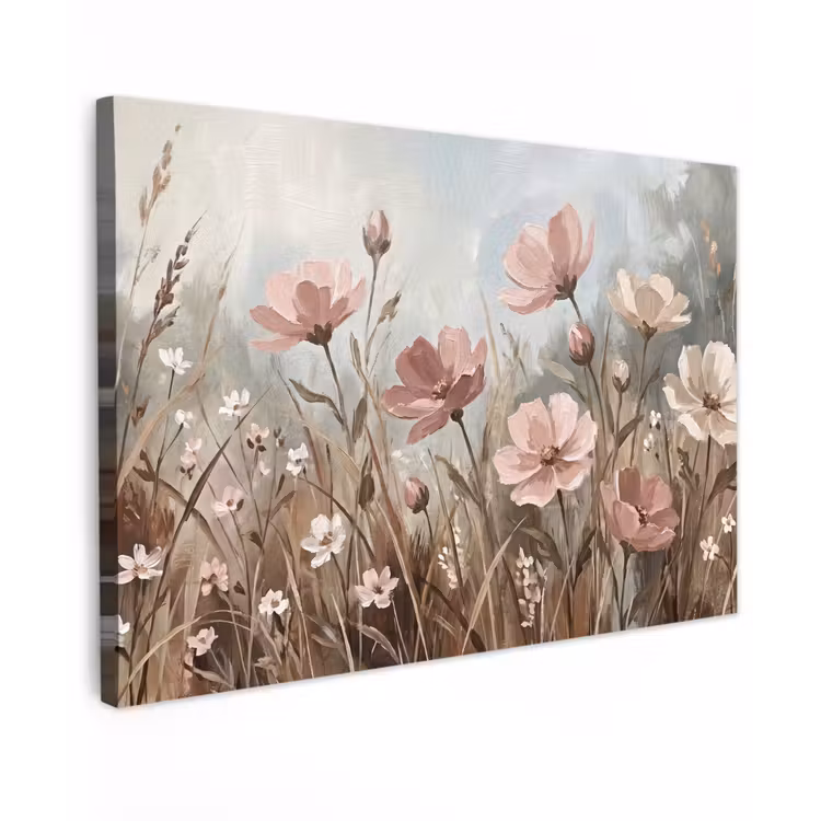 Bloemen - Botanisch - Schilderij - Pastel - Rustiek canvas 2cm klein -z3d