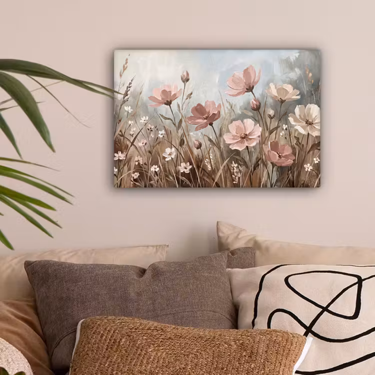 Bloemen - Botanisch - Schilderij - Pastel - Rustiek canvas 2cm klein -sfeer1