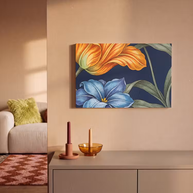 Canvas Print - Flowers - Botanical - Pattern - Bloemen - Botanisch - Patroon canvas 2cm klein
