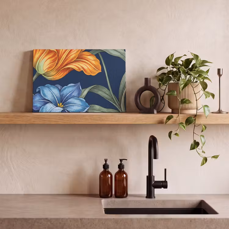 Canvas Print - Flowers - Botanical - Pattern - Bloemen - Botanisch - Patroon canvas 2cm klein