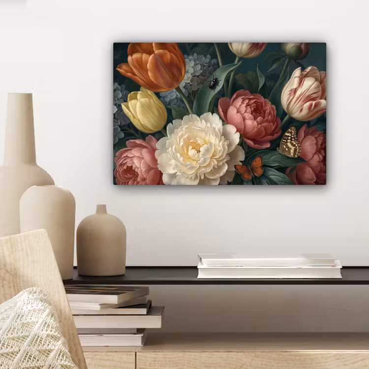 Bloemen - Boeket - Natuur - Klassiek - Donker canvas 2cm klein -sfeer6
