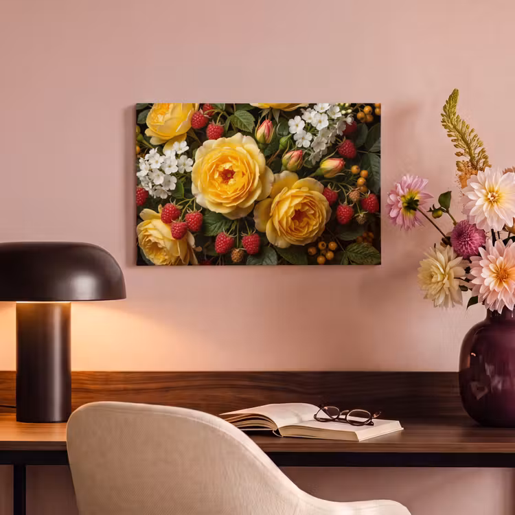 Bloemen - Boeket - Natuur - Klassiek - Geel canvas 2cm klein -sfeer4
