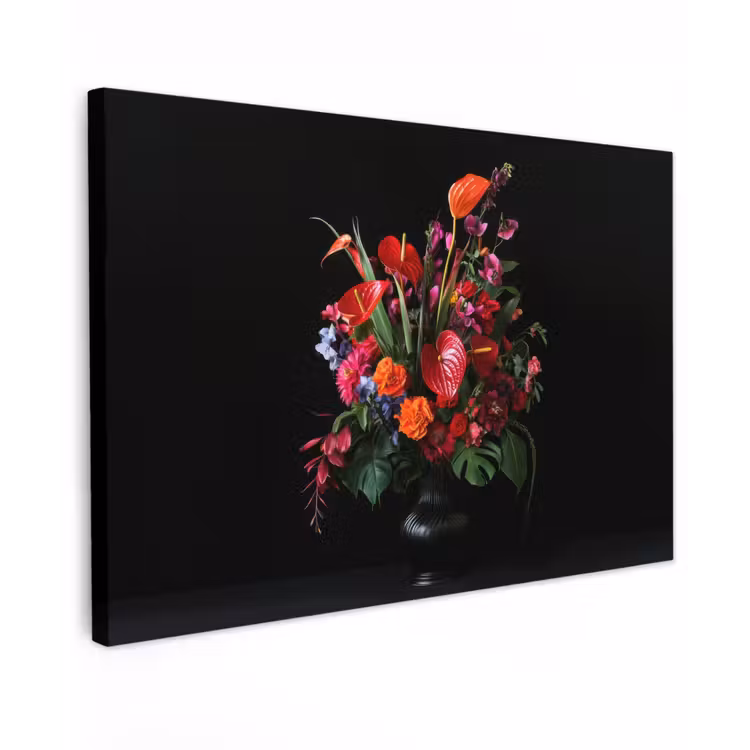 Bloemen - Boeket - Sierlijk canvas 2cm klein -z3d