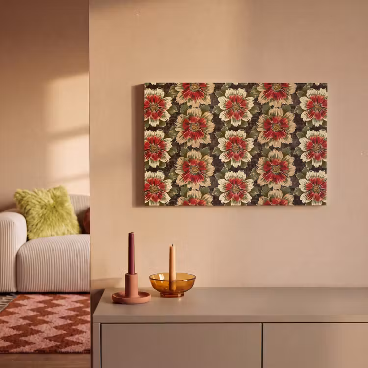 Bloemen - Klassiek - Patroon - Rood canvas 2cm klein 34 -sfeer1