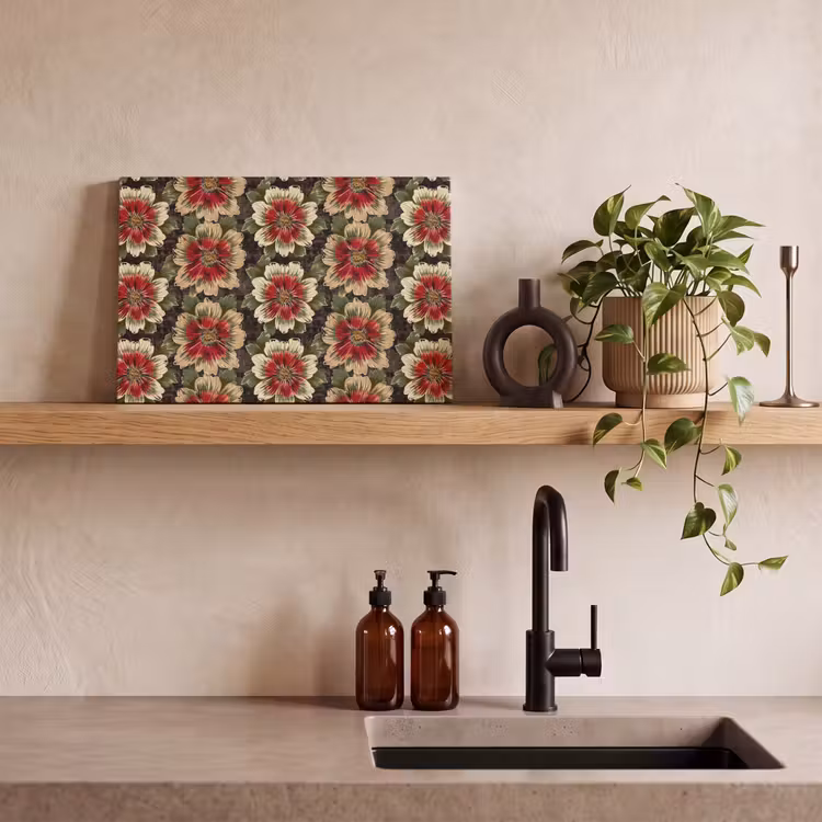 Bloemen - Klassiek - Patroon - Rood canvas 2cm klein 34 -sfeer3
