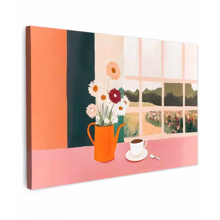 Bloemen - Koffie - Raam canvas 2cm klein -z3d
