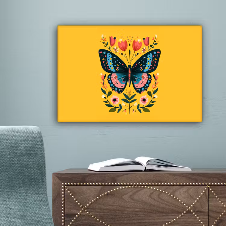 Bloemen - Kleurrijk - Vlinder - Sierlijk canvas 2cm klein -sfeer4