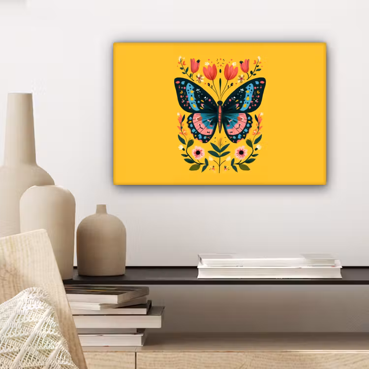 Bloemen - Kleurrijk - Vlinder - Sierlijk canvas 2cm klein -sfeer6