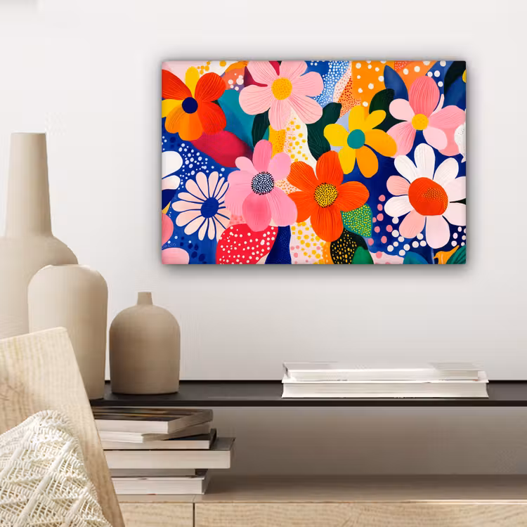 Bloemen - Kleurrijk - Stippen canvas 2cm klein -sfeer6