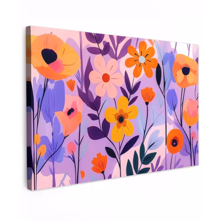 Bloemen - Kleurrijk - Bladeren canvas 2cm klein -z3d