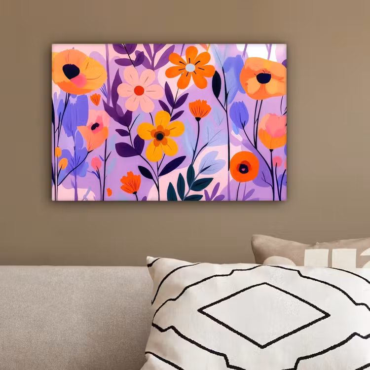 Bloemen - Kleurrijk - Bladeren canvas 2cm klein -sfeer3