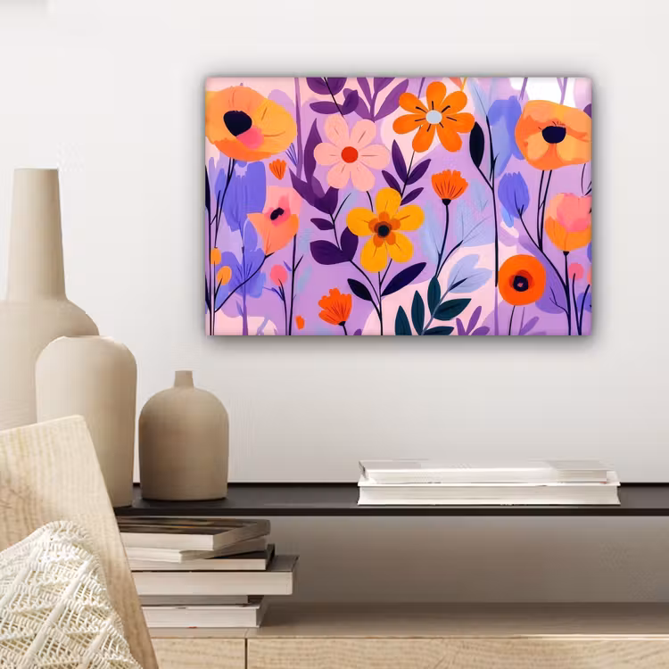 Bloemen - Kleurrijk - Bladeren canvas 2cm klein -sfeer6