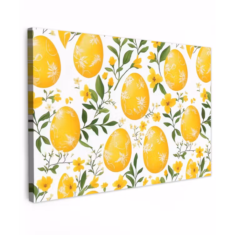 Bloemen - Paaseieren - Geel canvas 2cm klein -z3d