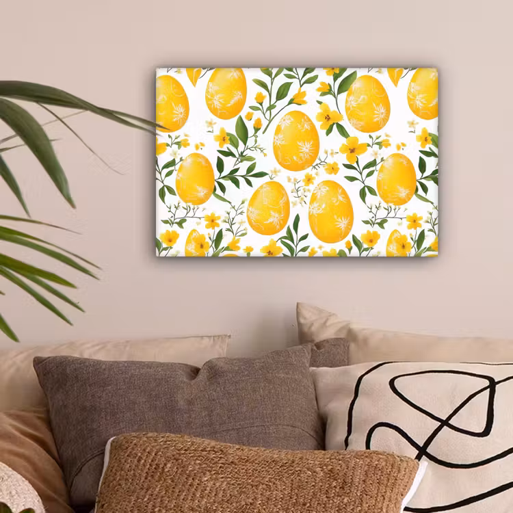 Bloemen - Paaseieren - Geel canvas 2cm klein -sfeer1