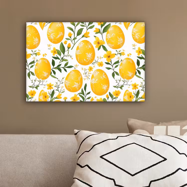 Bloemen - Paaseieren - Geel canvas 2cm klein -sfeer3